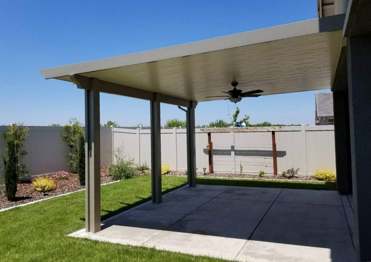 Custom aluminum patio cover built and installed by West Coast Awnings in the Sacramento area
